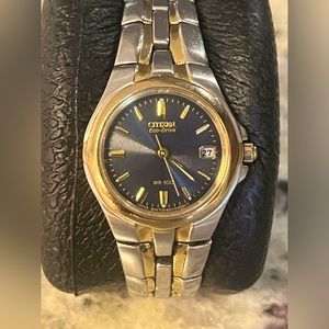 Citizen Eco-Drive Two Toned Ladies 100m Analog/Date EO11-K15711  Black Dial